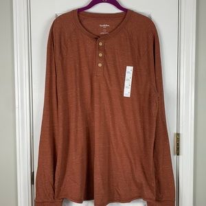 NWT camel colored long sleeved 3 button tee shirt size XL.